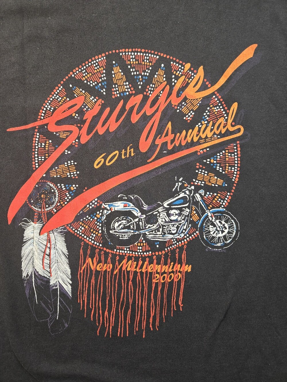 Vintage 2000 Sturgis 60th Annual Bike Rally T-Shirt Men's Large Black Eagle - Picture 4 of 7